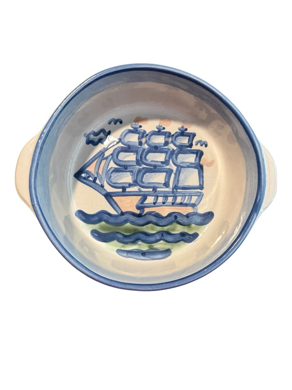 Vintage M A Hadley Clipper Ship Open Casserole Dish or Serving Bowl